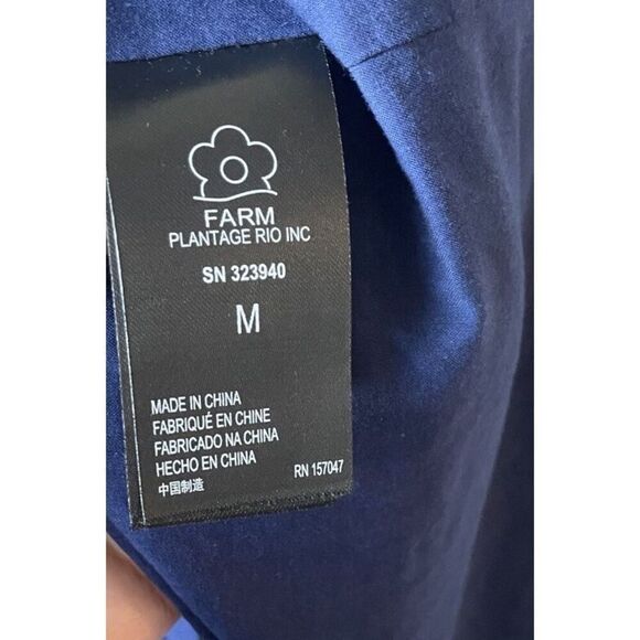 New FARM Rio Navy Blue Pineapple cotton eyelet trench coat size Medium - Picture 9 of 10